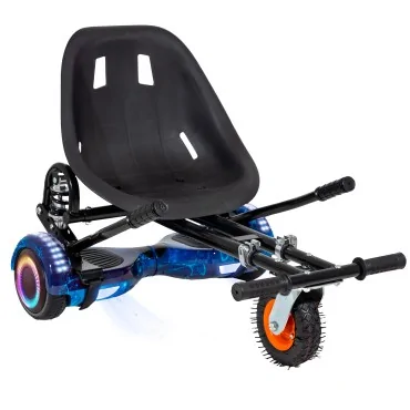 Hoverboard Paket Go-Kart, Schwarz, mit Doppelaufhängung, 6.5 zoll, Regular Galaxy Blue PRO 4Ah, für Kinder und Erwachsene