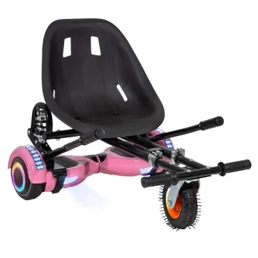 Hoverboard Paket Go-Kart, Schwarz, mit Doppelaufhängung, 6.5 zoll, Regular Pink PRO 2Ah, für Kinder und Erwachsene