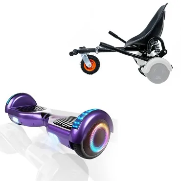 Hoverboard Paket Go-Kart, Schwarz, mit Doppelaufhängung, 6.5 zoll, Regular Purple PRO 4Ah, für Kinder und Erwachsene