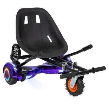 Hoverboard Paket Go-Kart, Schwarz, mit Doppelaufhängung, 6.5 zoll, Regular ElectroPurple PRO 2Ah, für Kinder und Erwachsene