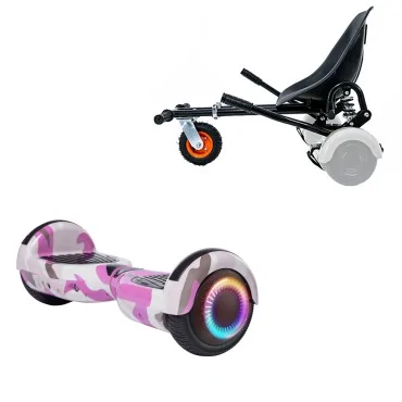 Hoverboard Paket Go-Kart, Schwarz, mit Doppelaufhängung, 6.5 zoll, Regular Camouflage Pink PRO 2Ah, für Kinder und Erwachsene