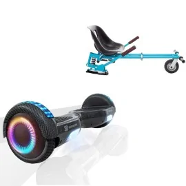 6.5 Zoll Hoverboard mit Stoßdämpfern Sitz, Regular Carbon PRO, Maximale Reichweite und Blau Stoßdämpfern Hoverboard Sitz, Smart Balance