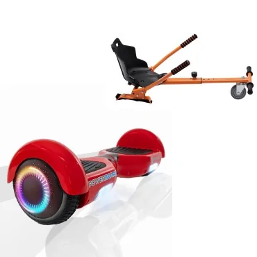 6.5 Zoll Hoverboard mit Standard Sitz, Regular Red PowerBoard PRO, Maximale Reichweite und Orange Hoverboard Sitz, Smart Balance